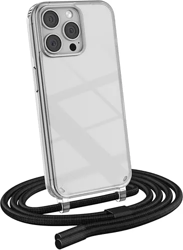 MyGadget Handykette für Apple iPhone 15 Pro Max Hülle mit Band - Handyhülle mit Handyband zum Umhängen Kordel Schnur Case Schutzhülle - Schwarz