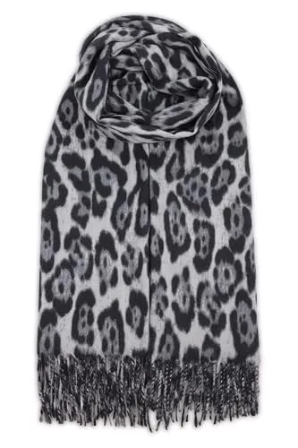 malito - Damen Modeschal - weicher Schal aus Viskose-Baumwoll Gemisch - langer Winterschal Stola Unifarben S600 - (Leo Grau)