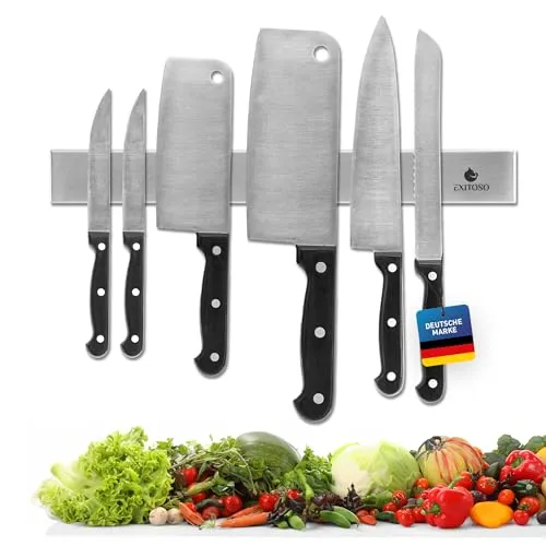 EXITOSO Hängeaufbewahrung 40 cm - Starker Halt für Messer und Co. - Küchenmesser Aufbewahrung aus Edelstahl, 40 cm lang, bietet starken Halt und sorgt für Ordnung in Ihrer Küche.
