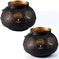 2er Set Orientalische Garten Windlicht Teelichthalter Dekoration Edla