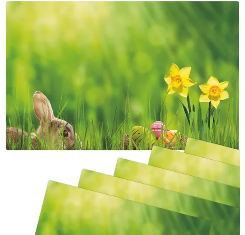 matches21 HOME & HOBBY Platzset Abwaschbare Tischsets 6er Set Ostern Blumen Osterglocken, (6-St), Platzsets als Tisch-Untersetzer und Tisch-Deko für Esstisch Teller