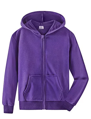 Spring&Gege Youth Solid Classic Hoodies Weiche Kapuzenpullover Full Zip Sweatshirts für Kinder (3-12 Jahre), violett, 7-8 Jahre