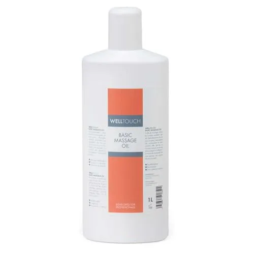 WellTouch Basic Massage Oil,1-Liter-Flasche, neutral, reizfrei, sparsam im Verbrauch, Massage-Öl in Profi-Qualität für Physiotherapie, Spa & Wellness