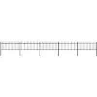 vidaXL Gartenzaun mit Speerspitzen 8,5 m Schwarz - Metallzaun aus pulverbeschichtetem Stahl, stabil und pflegeleicht, mit dekorativen Speerspitzen für zusätzliche Sicherheit.