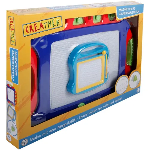 Creathek Magnet Maltafel 2 in 1 mit 4 Stempeln - vielseitiges Kreativspielzeug für Kinder ab 3 Jahren, fördert die Kreativität und Motorik