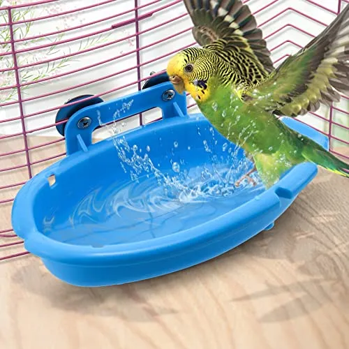 Mygeromon Vogel Dusche - Badewanne für Wellensittiche & Kanarienvögel - Vogelbäder: Vielseitige Nutzung als Badewanne, Trinknapf und Futternapf, ideal für kleine Vögel wie Wellensittiche. Einfache Installation und stabiles Design.