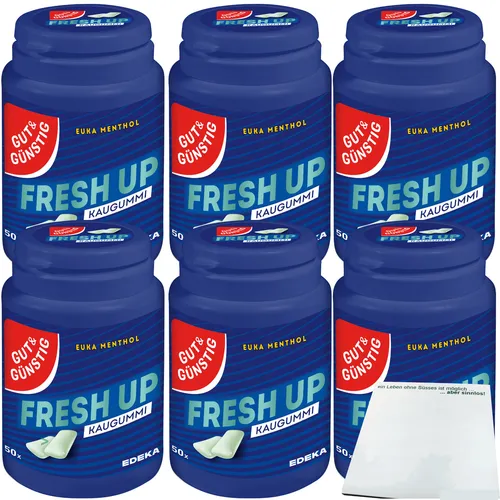 Gut&Günstig Kaugummi Euka-Menthol Zuckerfrei 6x50 Stk. Dose + usy Block