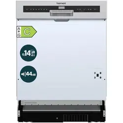 homeX teilintegrierbarer Geschirrspüler DWSI601444C, 10 l, 14 Maßgedecke, Einbau Spülmaschine teilintegriert 60 cm, 14 Gedecke, AquaStop, 44 dB silberfarben