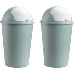 Home4You Mülleimer Abfalleimer 2er Set, 50 Liter, Pastellgrün & Weiß - Praktisches 2er Set Mülleimer aus leichtem Kunststoff mit 50 Liter Fassungsvermögen, ideal für Küche, Bad oder Büro. Mit abnehmbaren Deckeln und kleinen Griffen für einfachen Zugang.