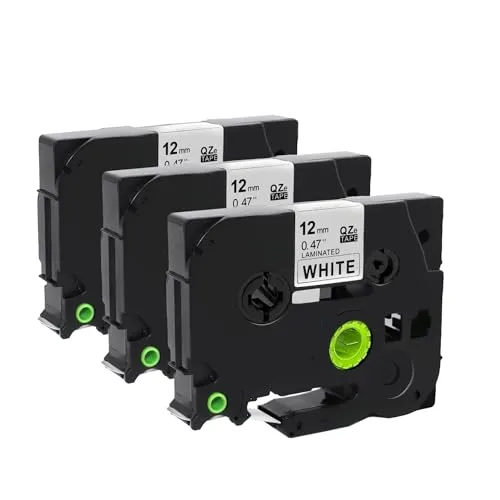 Molabel Lot de 3 Rubans Compatibles avec Brother TZe-231 12mm x 8m Blancs