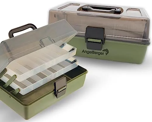 Angel-Berger Angelkoffer 2-ladig - Vielseitige Angelbox für Zubehör - Geräumiger Angelkoffer mit 3 ausziehbaren Laden für optimale Organisation. Ideal für Anfänger und Profis, sicherer Transport dank robustem Design.