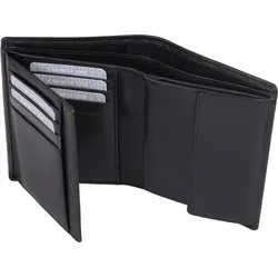 Herrenbörse Herren Geldbörse Leder querformat schwarz/grau