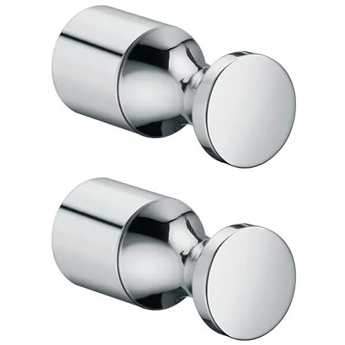 Keuco Handtuchhaken Set 2 Stück, hochglanz-verchromt, aus Metall, rund, für Badezimmer und Gäste-WC, Wandhaken für Handtücher und Bademäntel, Elegance