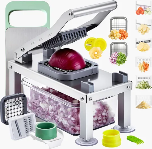 VEVOR Gemüseschneider Multischneider Set mit 9 Klingen - Effizienter Gemüseschneider für zeitsparendes Schneiden von Zutaten. Ideal für die schnelle Zubereitung von gesunden Gerichten. Abnehmbarer Edelstahl für einfache Reinigung.