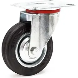 Wiltec Lenkrolle Ø100mm bis 70kg Tragkraft mit Gummirad ungebremst, leiser Lauf, Transportrolle Möbelrolle Laufrolle Möbel-Lenkrolle