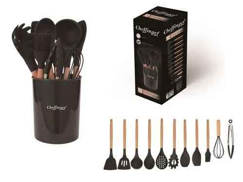 Cheffinger Küchenorganizer-Set 12-tlg. schwarz - Küchenorganizer mit 12 praktischen Utensilien, ideal für eine ordentliche und stilvolle Kücheneinrichtung.