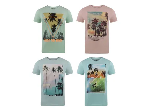 riverso T-Shirt Herren Printshirt RIVLukas 4er Pack Regular Fit (Vorteilspack, 4-tlg) Kurzarm Tee Shirt mit Rundhalsausschnitt aus 100% Baumwolle