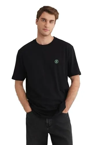 Mavi Herren Logo Embroidery Tee T-Shirt, Black, S