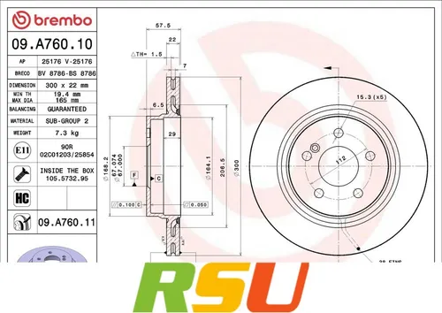 Brembo Bremsscheibe PRIME LINE - UV Coated 09.A760.11 - Bremsscheiben für optimale Bremsleistung, UV-beschichtet für zusätzlichen Schutz und Langlebigkeit.