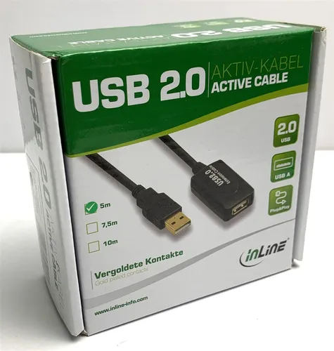 InLine USB 2.0 Verlängerungskabel - USB A (M) auf USB A (W) - 5,0m -Neu (34605I)