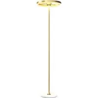HOMCOM Dimmbar Stehlampe LED mit 3 Lichtfarben - Standleuchte mit Fußschalter, eleganter Goldton und einstellbarer Helligkeit (10%, 50%, 100%) für individuelles Lichtambiente in Wohnzimmer oder Büro.