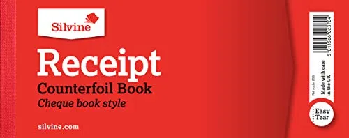 Silvine Quittungsbuch, Scheckbuch-Stil, 40 Quittungen pro Buch (80 x 202 mm)