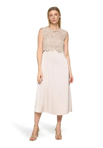 Betty Barclay Damen Midikleid 2er Set 44, Grau Beige - Elegantes 2er Set Midikleider in Grau-Beige, figurumspielend mit vielseitigem U-Boot- und V-Ausschnitt. Perfekt für jeden Anlass!