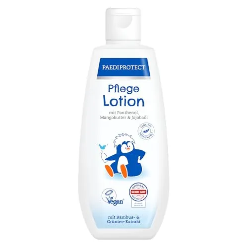 PAEDIPROTECT Pflegelotion 200ml - Körperpflege für empfindliche Haut, spendet langanhaltende Feuchtigkeit mit Jojobaöl und Mangobutter, ideal für Babys und Erwachsene mit Neurodermitis.
