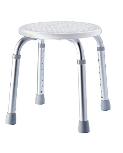 RIDDER Bad-Hocker Ted, höhenverstellbar weiß - Badezimmerhocker mit rutschhemmenden Fußstopfen, höhenverstellbar von 35 bis 53 cm, ideal für sicheres Sitzen und Belastbarkeit bis 110 kg.