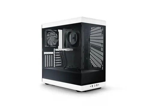 Hyte CS-HYTE-Y40-BW Y40 Tempered Glass Black & White Edition - PC-Gehäuse mit elegantem Design, geeignet für ATX/mATX/mITX, bietet Platz für 2x 120mm Lüfter für optimale Kühlung.
