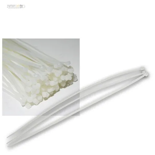 100er Pack Kabelbinder 300mm x 3,6mm, transparent, Kabelstrips, Binder für Kabel