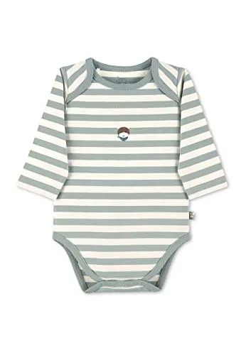 Sterntaler Jungen Body GOTS Langarm Wickelbody Emmi - Aus Geringeltem Jersey Mit Esel Stickerei - Grün, 50