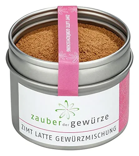 Zauber der Gewürze Zimt-Latte-Gewürzmischung, mit Ceylon Zimt, Ingwer, Nelken, Bourbon Vanille, OHNE ZUCKER, in Kaffee, Tee, Kakao rühren oder direkt auf den Milchschaum streuen, 45g