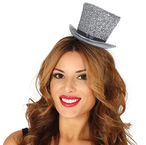 Guirca 13034 Mini-Zylinder mit Glitzer, silberfarben, Silber/Schwarz