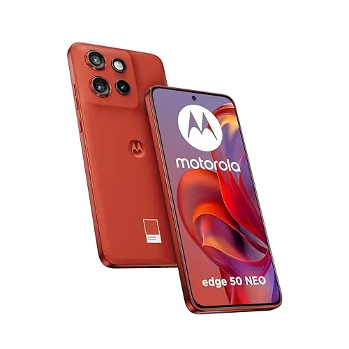 Motorola Edge 50 Neo - 6,36 Zoll Dual-SIM Smartphone, 8 GB RAM, 256 GB Speicher, 50 MP Dreifach-Kamera und Android 14 in Rot