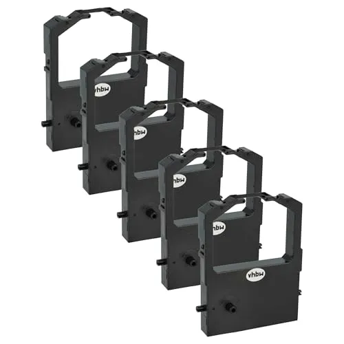 vhbw 5x Farbband Schriftband kompatibel mit Epson LQ 100 Nadeldrucker, Bondrucker - Schwarz