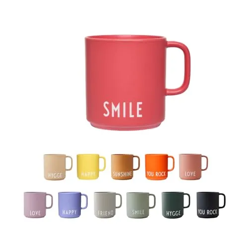 Design Letters Kaffeebecher Porzellan Rosa SMILE in rot von DESIGN LETTERS