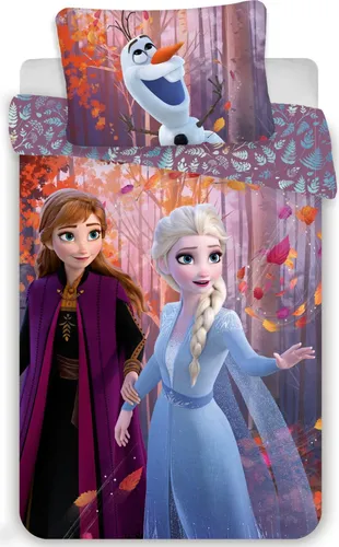 Disney Die Eiskönigin 2 Bettwäsche Set 140x200 cm - Bettwäsche für Kinder mit Anna und Elsa, aus 100% atmungsaktiver Baumwolle, ideal für ein angenehmes Schlafklima und Pflegeleicht durch Reißverschluss.