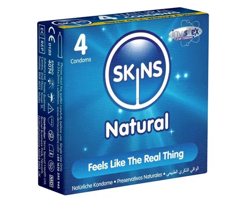 SKINS Condoms Kondome Natural, samtweiche Oberfläche, fühlt sich an wie 