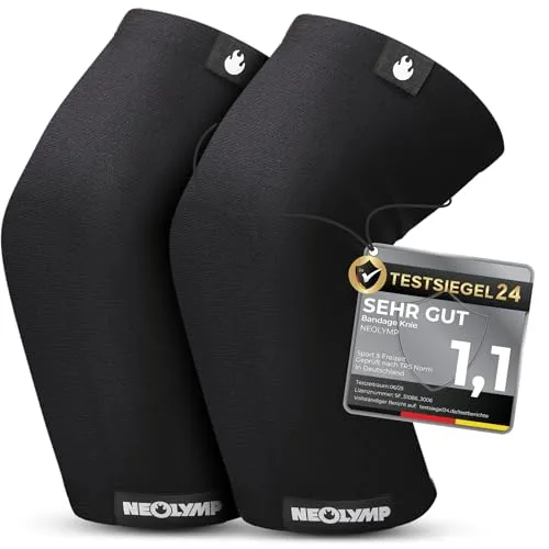 NEOLYMP Kniebandage für Sport – Optimaler Halt und Bewegungsfreiheit (Schwarz, L | 36-40 cm)