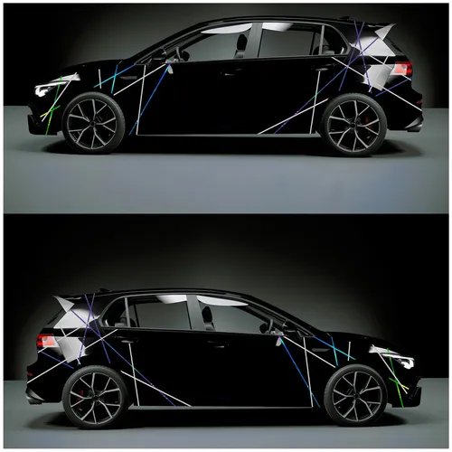 2er Set 10m Zierstreifen Auto 15mm Grau Glanz & Hologramm Silber