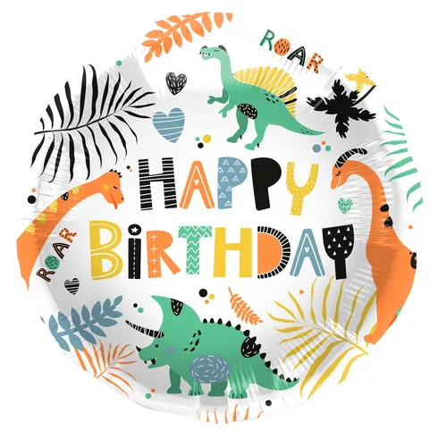 Produktbild Folienballon Happy Birthday Dinosaurier 45cm Heliumgeeignet Geschenk Kinder