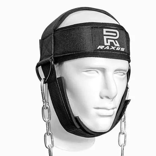 RAXUS Nackengurt für Widerstandstraining, extra gewichtete D-Ringe und Stahlkette - Aufbau eines dickeren Halses mit langlebigem Trainingshalsband