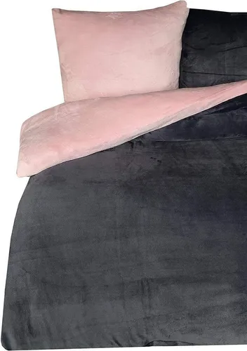 One Home Bettwäsche Winter Cashmere Touch 4-teilig, rosa - Flauschige 4-teilige Bettwäsche aus weichem Fleece in Komfortgröße. Ideal für kalte Nächte, mit Wendefunktion und Reißverschluss für einfachen Bezug. Pflegeleicht und trocknergeeignet.