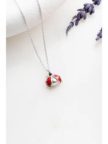 Heliophilia Silber-Halskette mit Anhänger - (L)42 cm, rot/Silber-, Damen