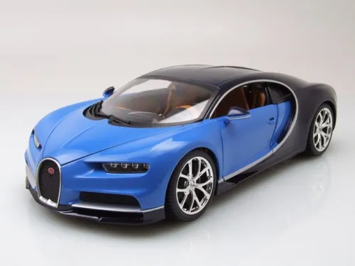 Bburago 18-11040 - Modellauto Bugatti Chiron - Maßstab 1:18, schwarz-blau - Modellfahrzeuge: Detailgetreues 1:18 Modell des Bugatti Chiron mit beweglichen Teilen, ideal für Sammler und Kinder ab 3 Jahren. Eine perfekte Nachbildung des schnellsten Supersportwagens der Welt!