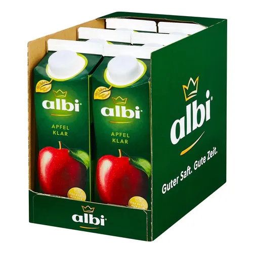 albi Apfelsaft klar 1 Liter - 6er Pack - Säfte im Vorratspack für langanhaltenden Genuss! Der Klassiker seit über 80 Jahren, frisch und lecker aus reifen Äpfeln.
