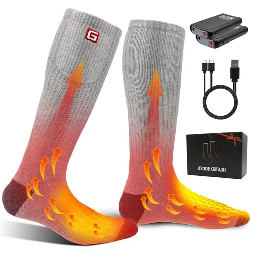 Svpro Wiederaufladbare Elektrische Beheizte Socken Batteriebetriebene Bequeme Thermosocken, Kälteschutz Thermische Socken Sport Outdoor Camping Wandern Warme Winter Socken Für Männer Frauen (Grau-19)