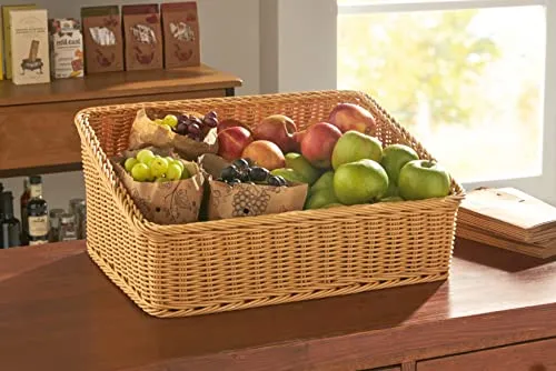 Dekoleidenschaft Regalkorb aus Polyrattan - Beige - Körbe für vielseitige Aufbewahrung, abwaschbar und ideal für Brot, Obst oder als Servierkorb im Buffet-Stil.