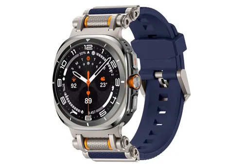 Wigento Smartwatch-Armband Für Samsung Galaxy Watch Ultra 2 / Ultra 47mm Silikon Metall Armband, Silikonarmband mit Metall Schnellverschluss